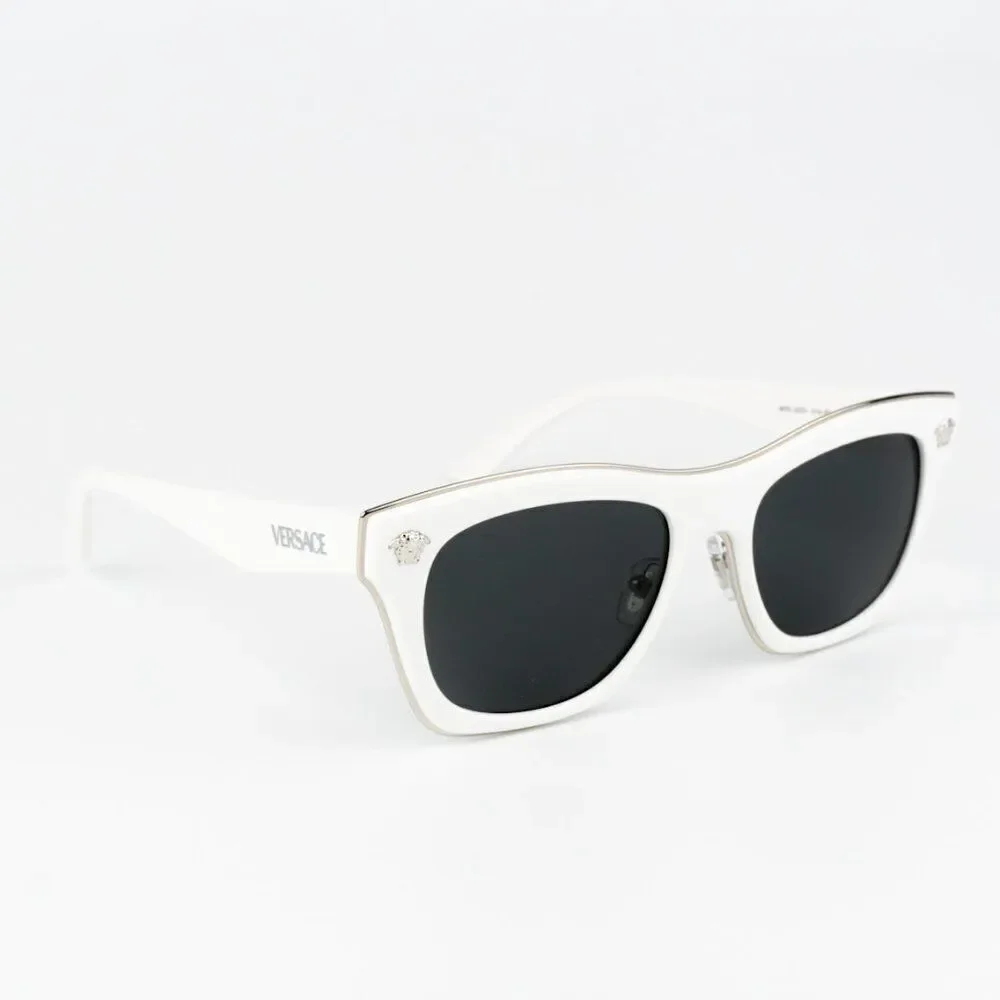SALE! NEW Versace VE2272 314/87 White Dark Grey Square Women Sunglasses